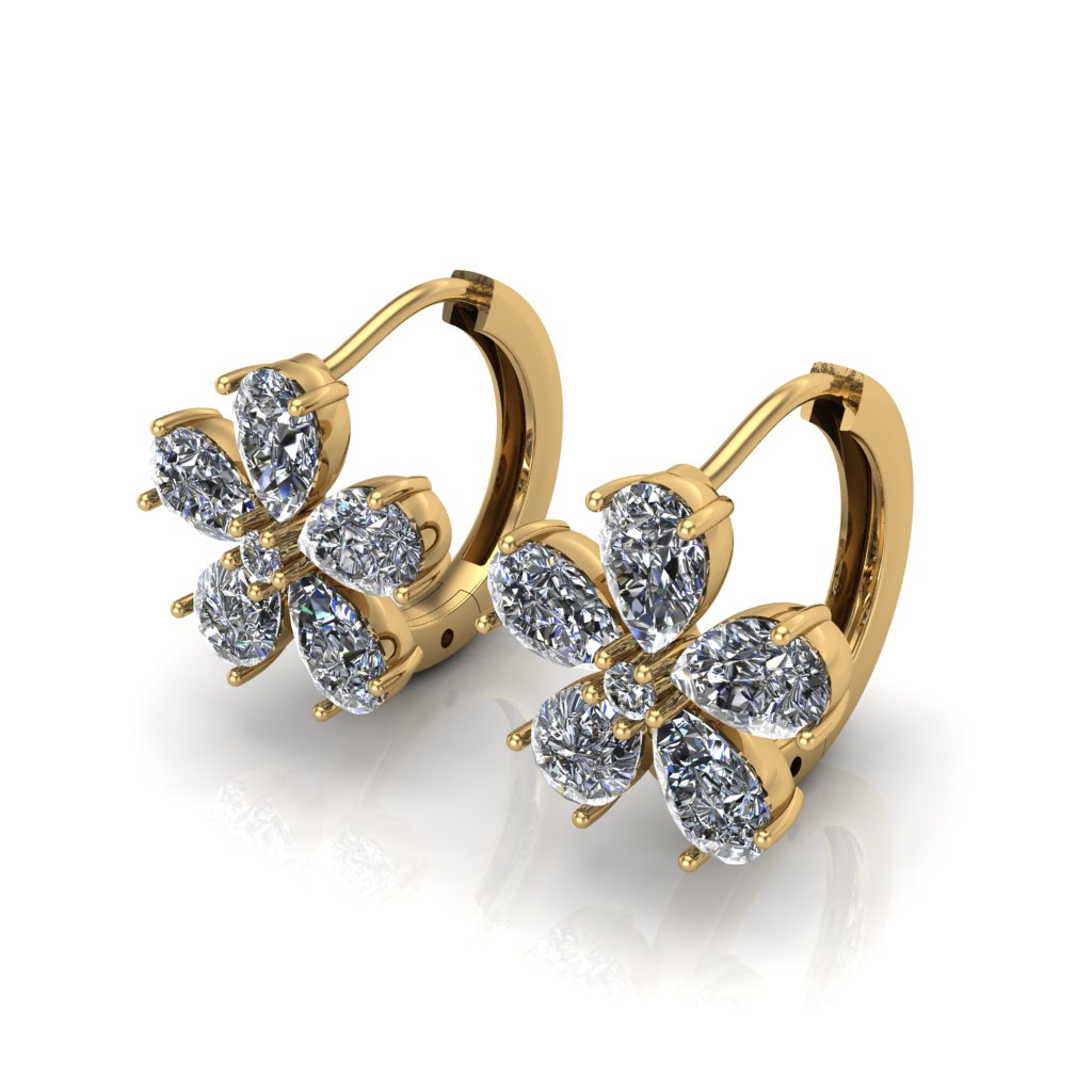 Sunflower Jacket Diamond Earrings in 18K Yellow Gold